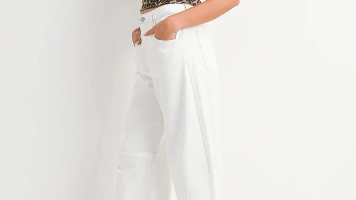 JUST BLACK DENIM THE SEAMED BARREL JEAN – OFF-WHITE DENIM WITH A RELAXED, VINTAGE-INSPIRED FIT RAW HEM TRENDY