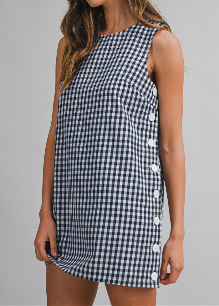 MINI NAVY GINGHAM DRESS
