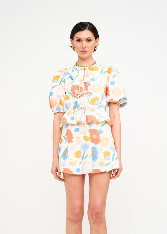 SOFIE THE LABEL BAILEY FLORAL TIE-FRONT BLOUSE