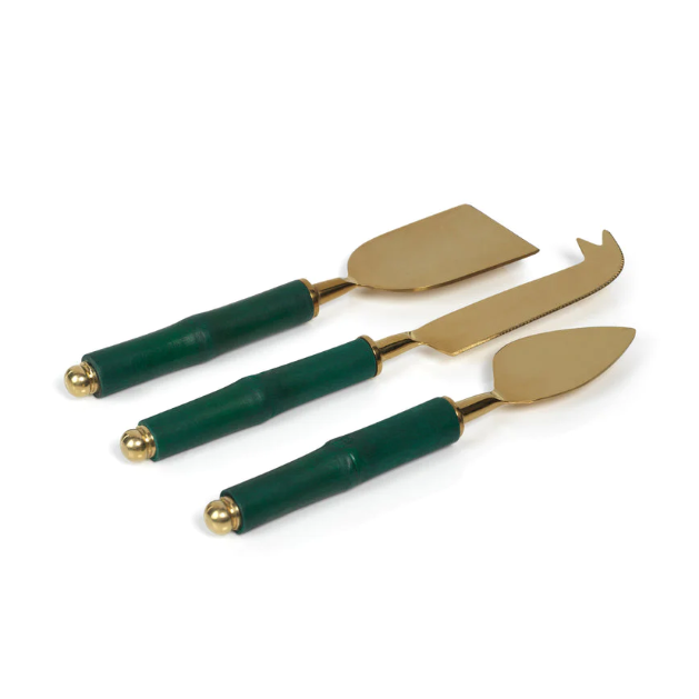 Bamboo &  Gold Steel Cheese Tools