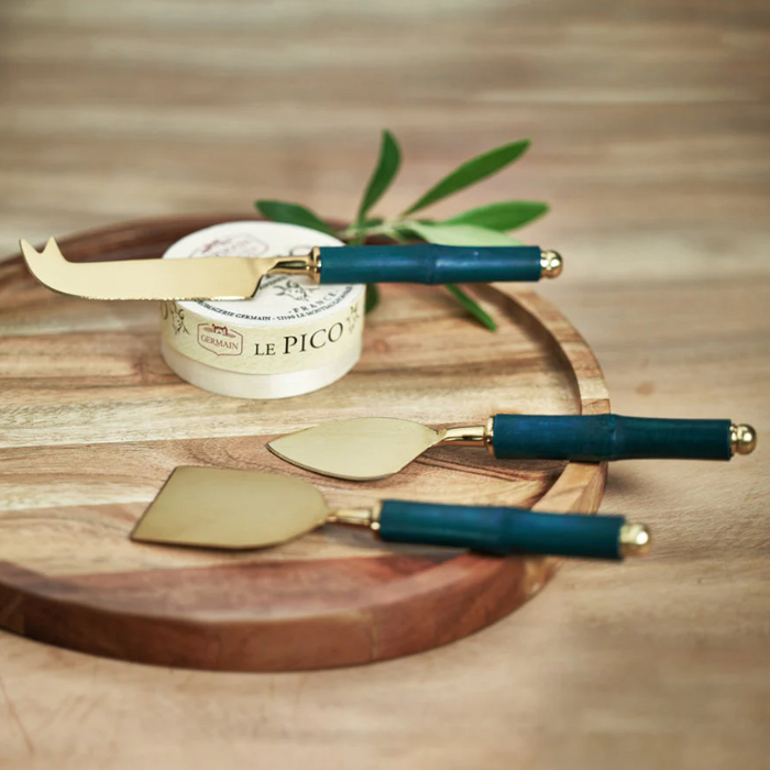 Bamboo &  Gold Steel Cheese Tools