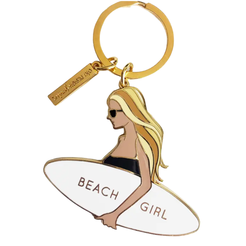 Beach Girl Surfer Enamel Keychain