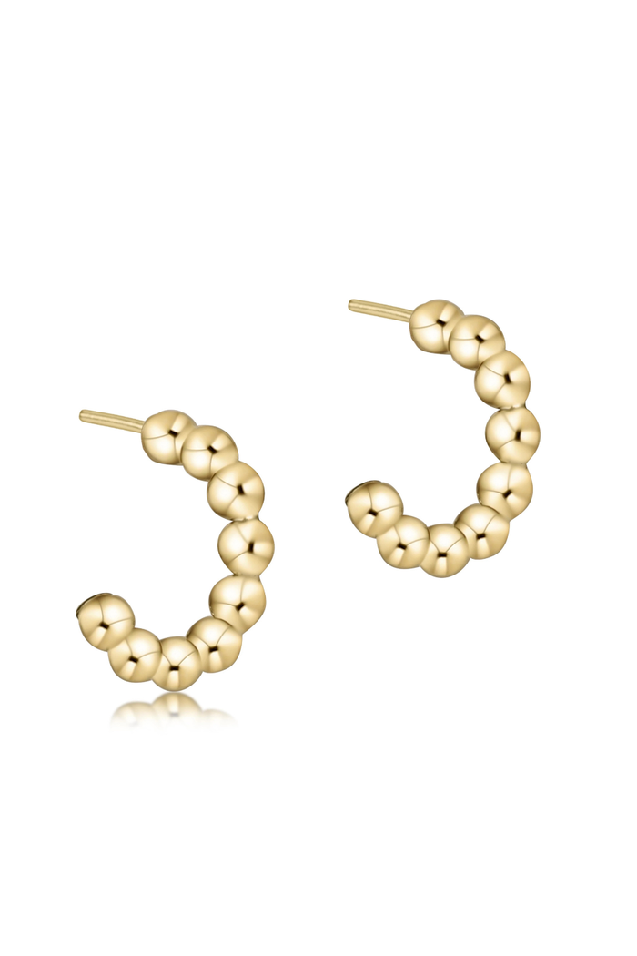 Beaded Classic 1" Post Hoop - 4mm Gold