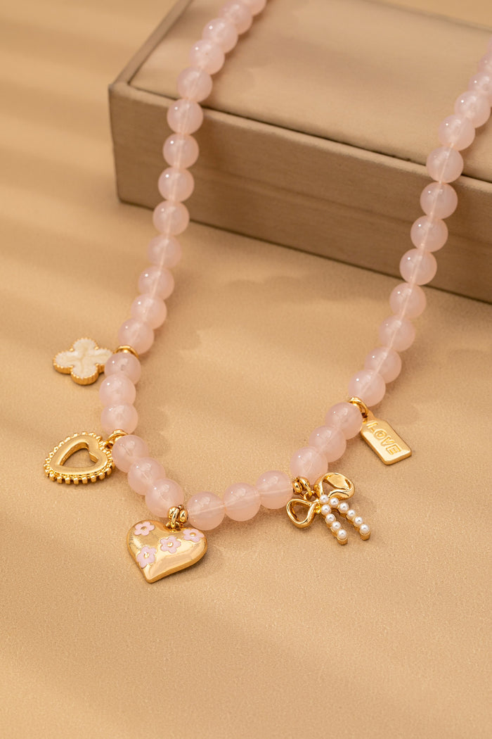 Beaded Heart Charm Necklace