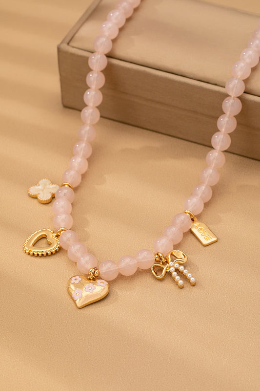 Beaded Heart Charm Necklace