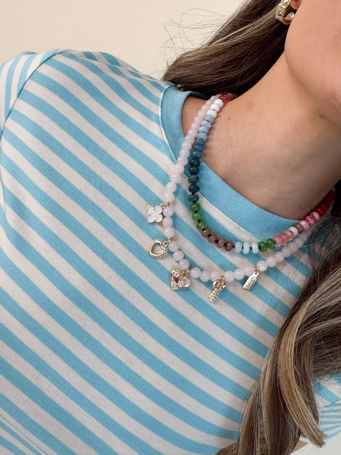 Beaded Heart Charm Necklace