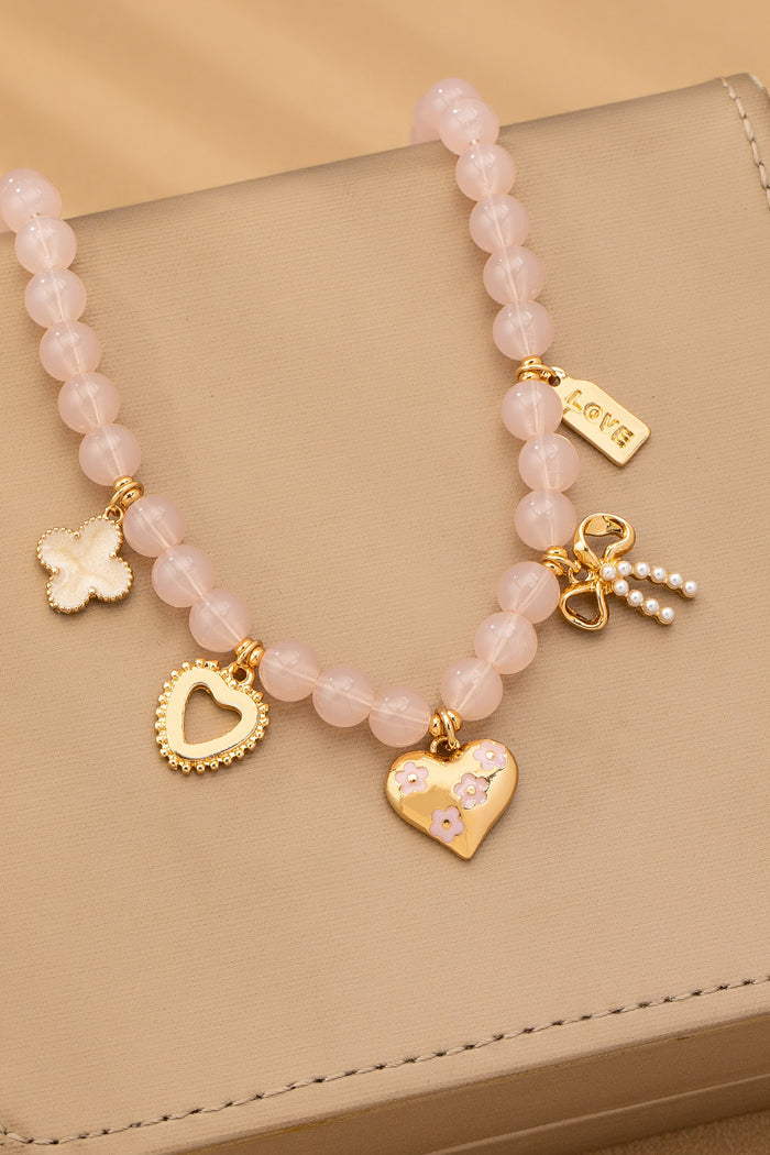 Beaded Heart Charm Necklace