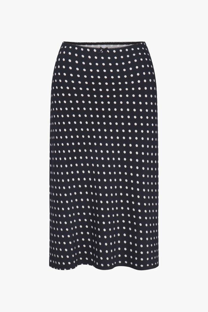BIAS MIDI SLIP SKIRT IN DOMINO DOT