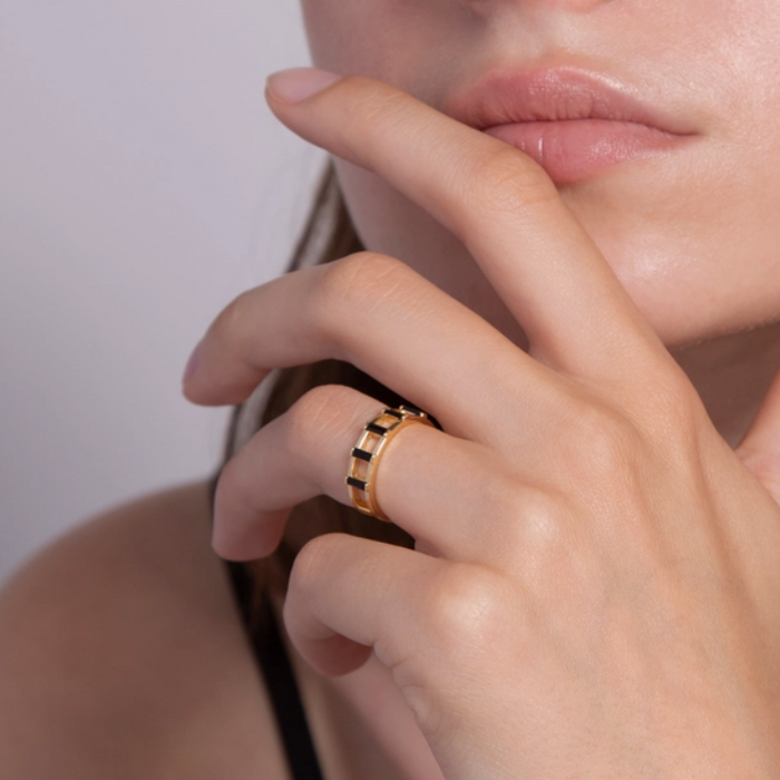 Black Baguette Ring