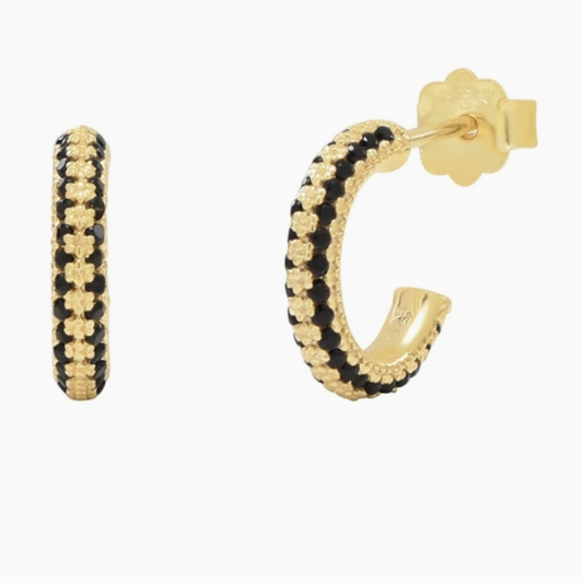 Black Cz Huggie Studs
