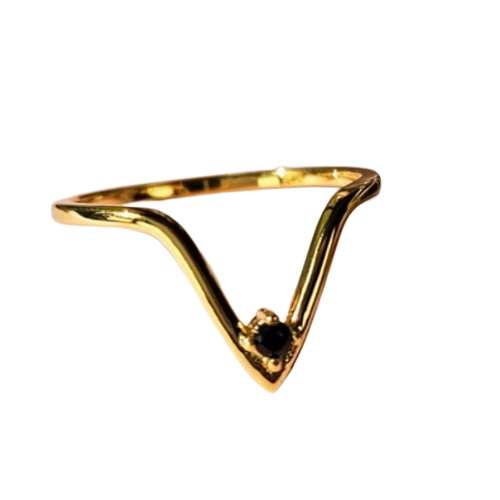 Black CZ V Ring