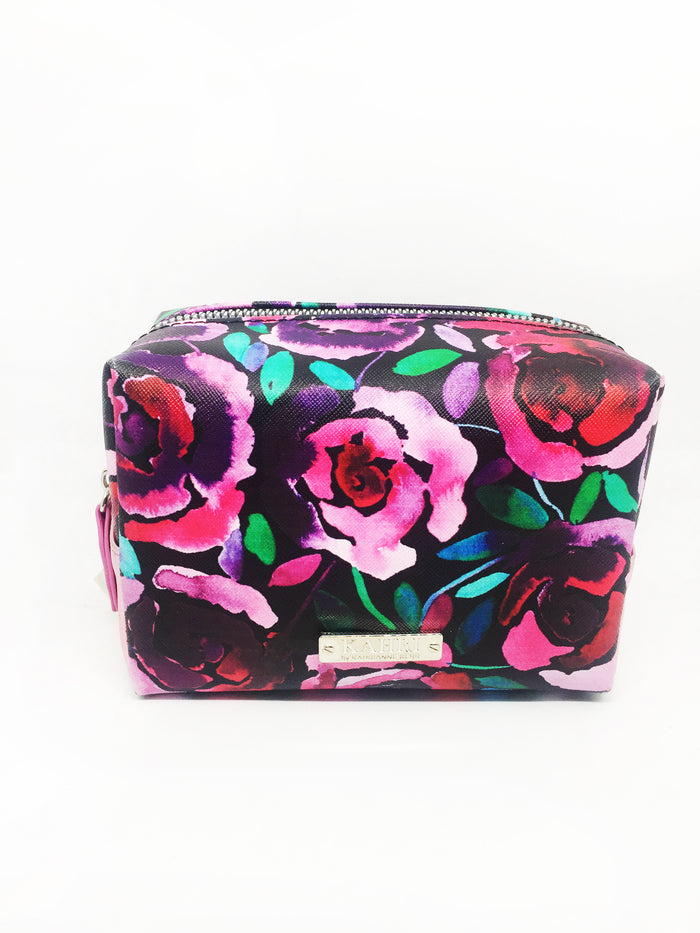 Black Floral Small Rectangle Pouch