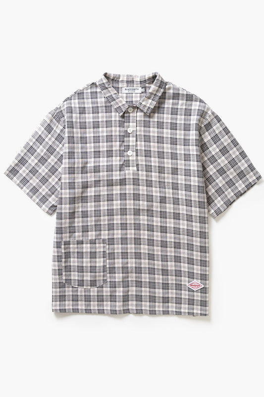 Blacksmith - Short Sleeved Popover Shirt - Black Plaid