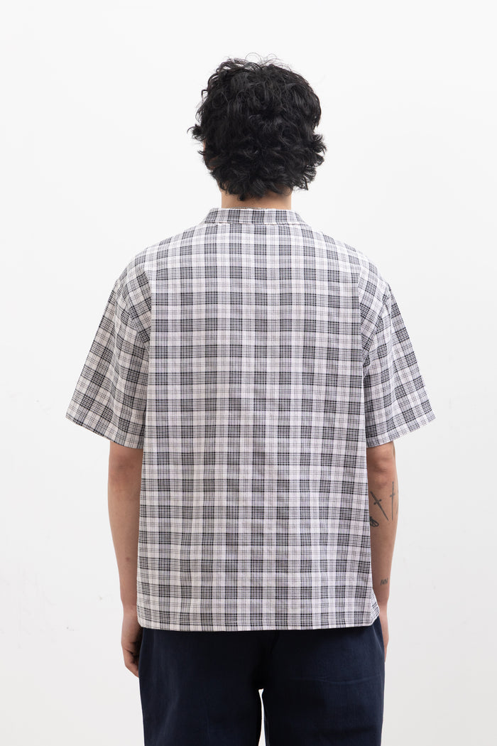 Blacksmith - Short Sleeved Popover Shirt - Black Plaid