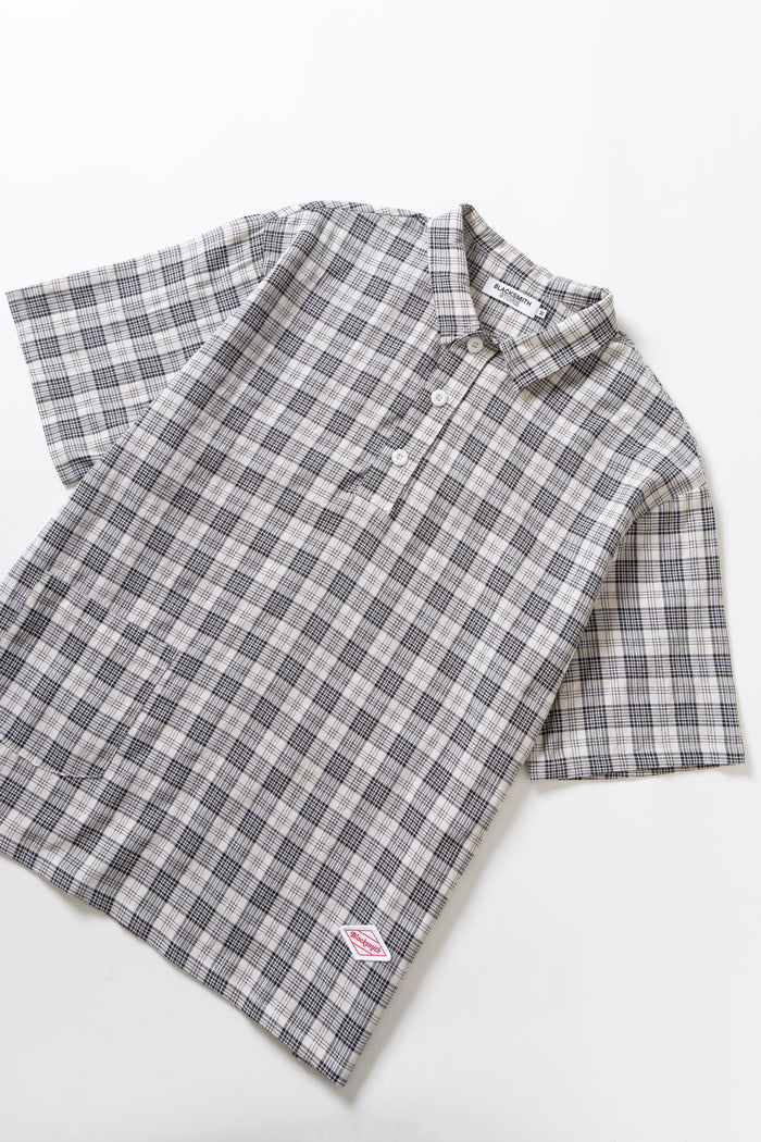 Blacksmith - Short Sleeved Popover Shirt - Black Plaid