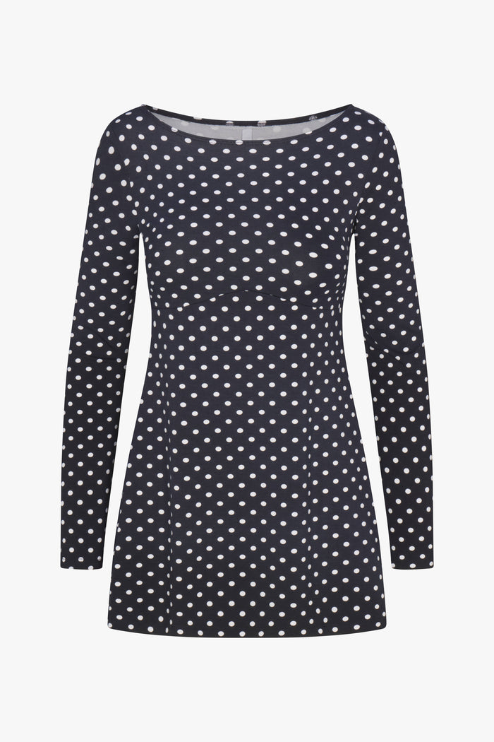 BOATNECK DRESS IN DOMINO DOT