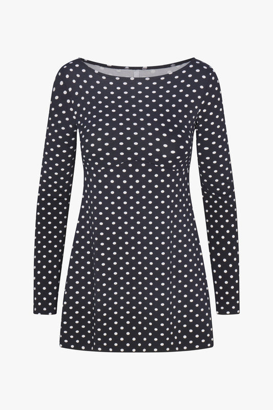 BOATNECK DRESS IN DOMINO DOT