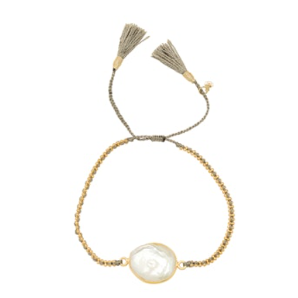 Braided Bracelet with Gold Accents and Pearl