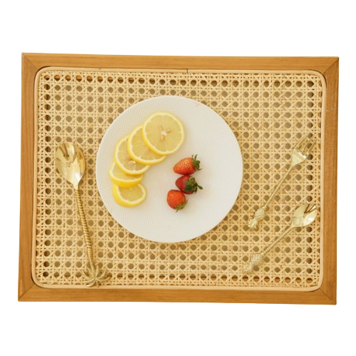 Cane and Teakwood Tray