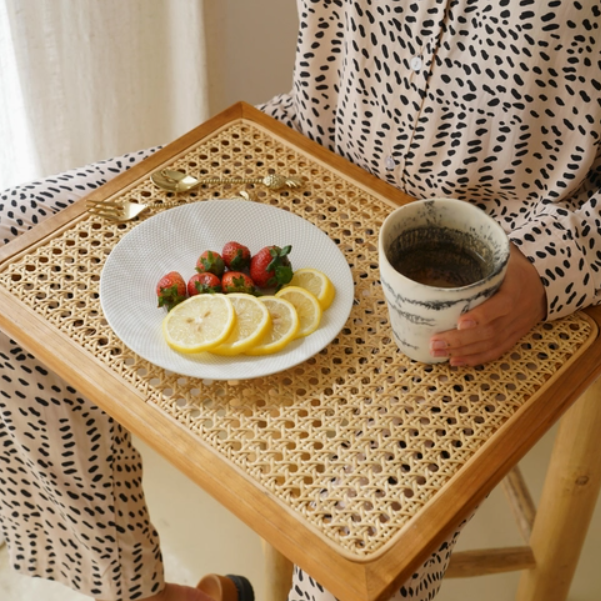 Cane and Teakwood Tray