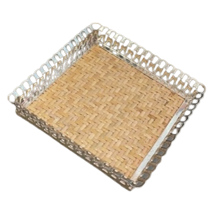 Cane/Silver Tray