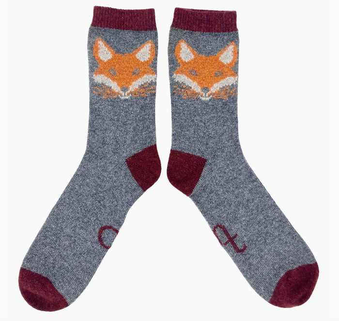 Catherine Tough Men's Lambswool  Fox Face Ankle Socks