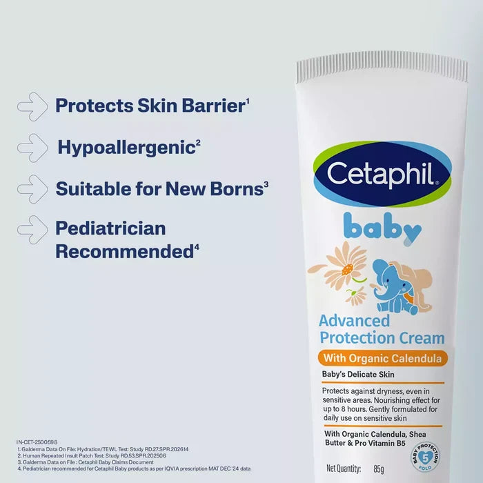 Cetaphil Baby Cream, Face & Body Moisturizing Cream | Advance Protection | Gentle & Soft with Organic Calendula 85gm