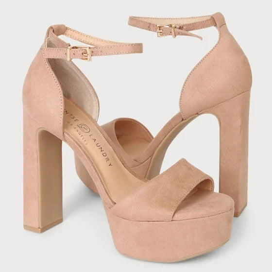 Chinese Laundry Asher Heel Fine Suede Nude Heels