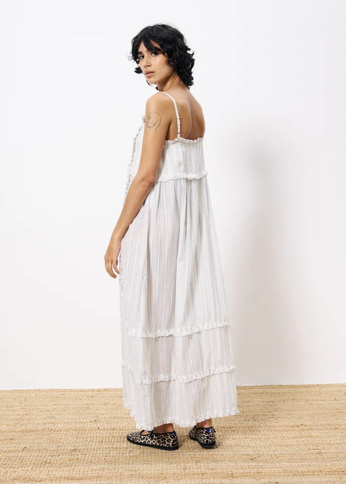 FRNCH CLIO WHITE MAXI DRESS – A PRINTED COTTON MAXI WITH ROMANTIC RUFFLES AND A BREEZY FIT