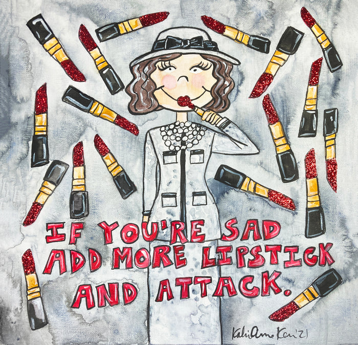 Coco Glitter Lipstick Quote Painting