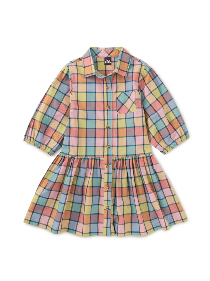 Collared Blouson Sleeve Dress