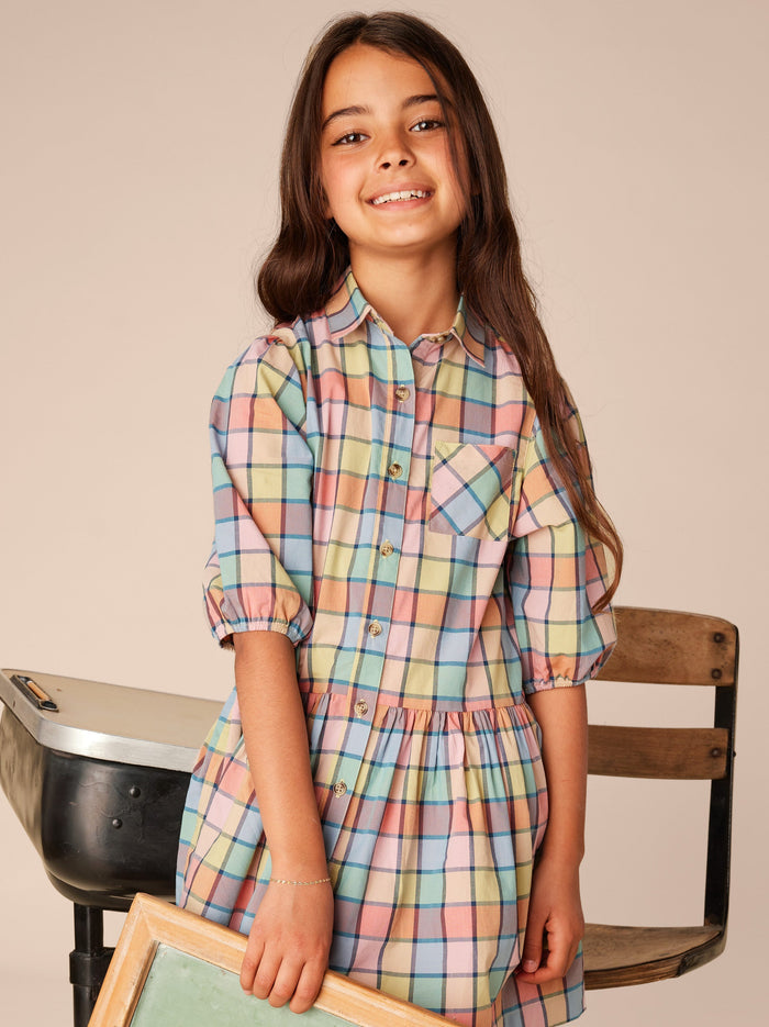 Collared Blouson Sleeve Dress