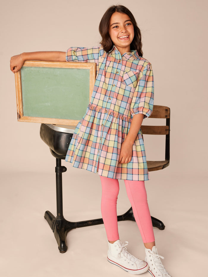 Collared Blouson Sleeve Dress