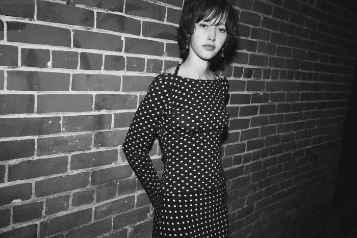 COWL BACK LONG SLEEVE IN DOMINO DOT