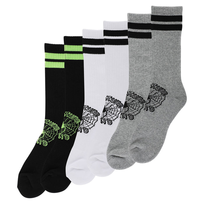 CREATURE WEB CREW 3-PACK CREW SOCKS (BLACK/WHITE/GREY HEATHER)