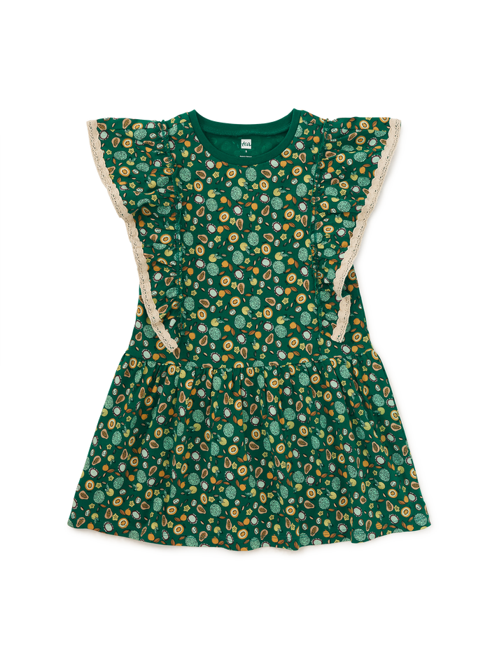 Crochet Trim Ruffle Dress
