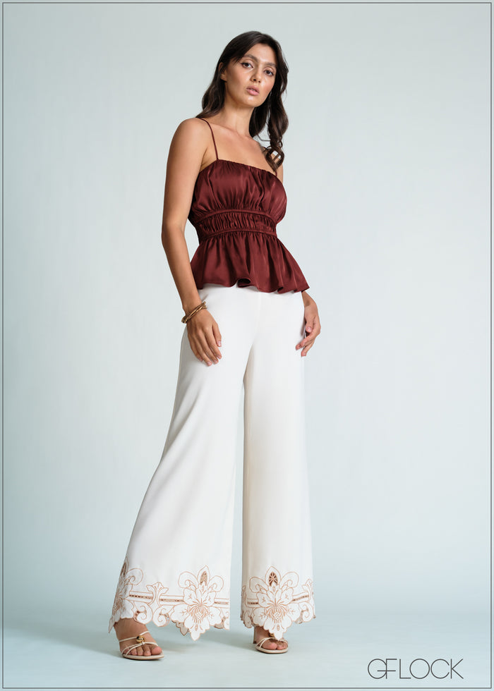 Cutwork Wide Leg Pant - 170726