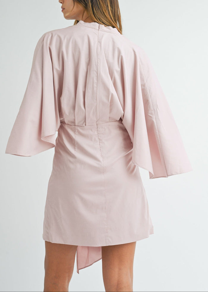 MABLE THE SATIN FRONT DRAPED MINI DRESS – A LUXE, PLEATED SILHOUETTE WITH A FLATTERING DEEP V-NECKLINE