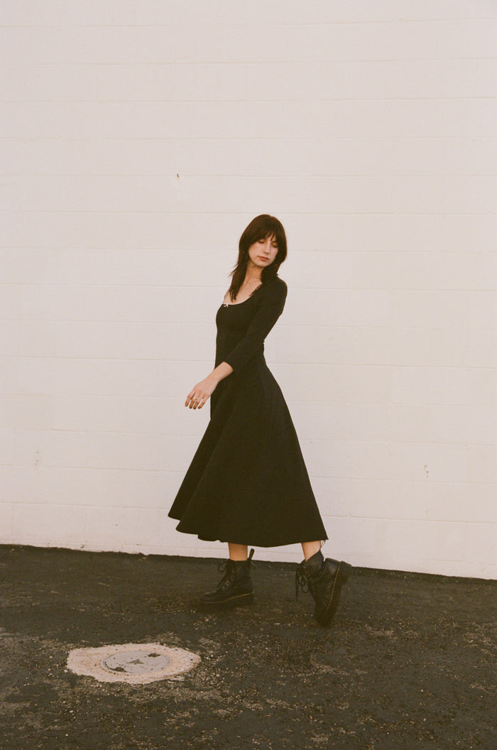 DREAM DRESS 3/4 SLEEVE IN ONYX