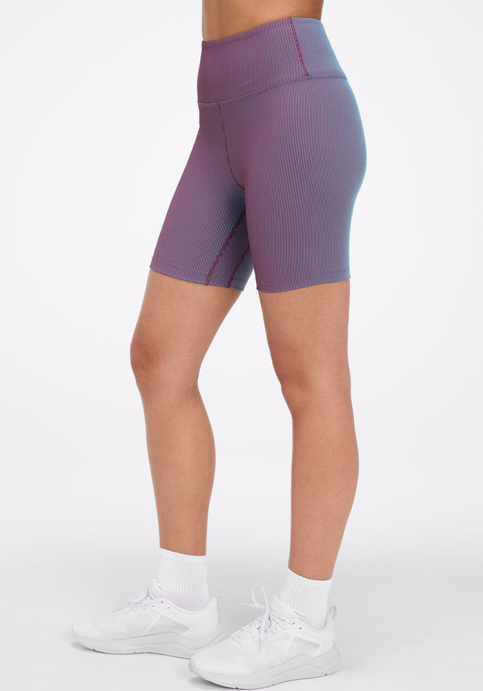 Dual Tone Rib High Rise Bike Short 7"