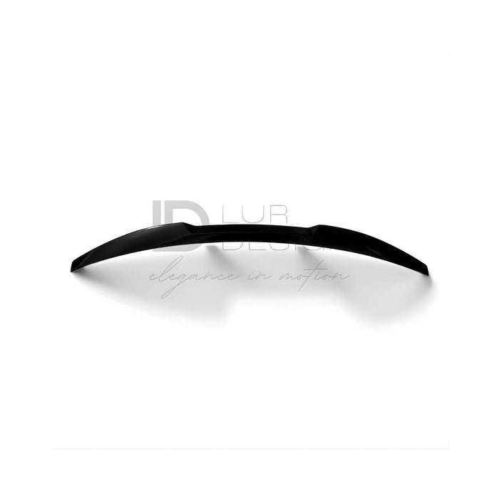 Audi A3 8V with black rear duckbill spoiler lip on a white background, featuring Lur Design branding.