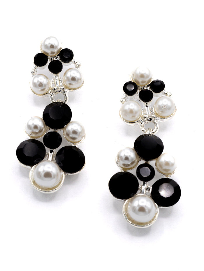 Eliza Benton Grace Earring Jet/Pearl Mix