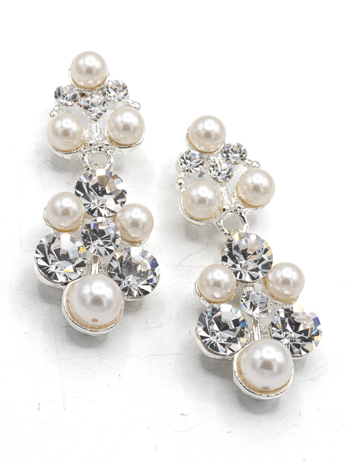 Eliza Benton Grace Earring Pearl Clear Mix