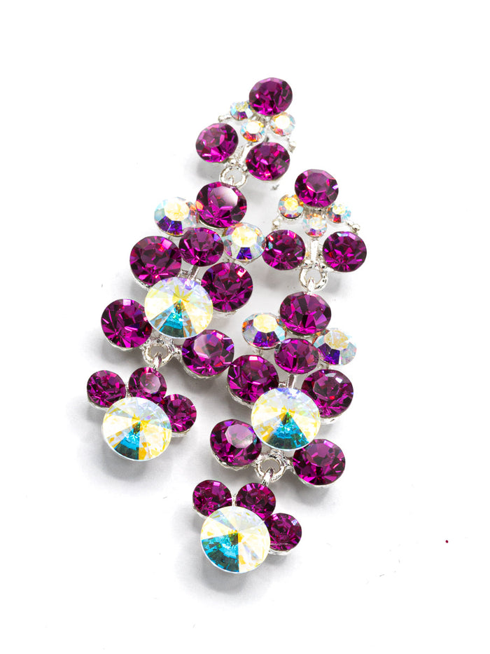 Eliza Benton Gracie crystal rhinestone statement drop earrings in Fuchsia AB Mix