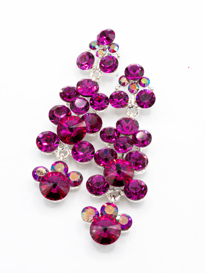 Eliza Benton Gracie crystal rhinestone statement drop earrings in Fuchsia