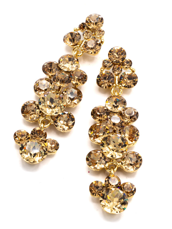Eliza Benton Gracie crystal rhinestone statement drop earrings in Golden Shadow