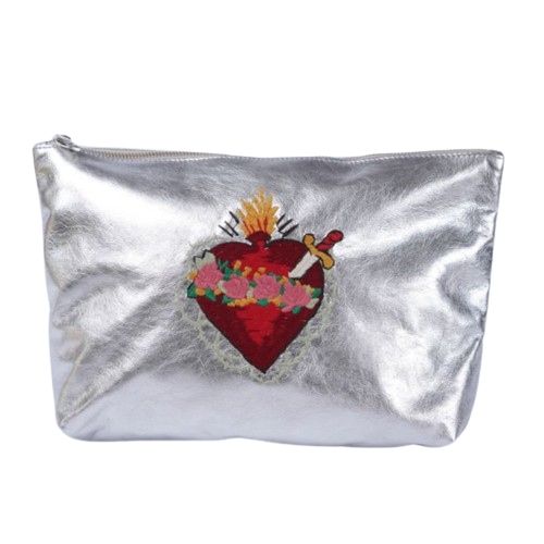 Embroidered Leather Clutch