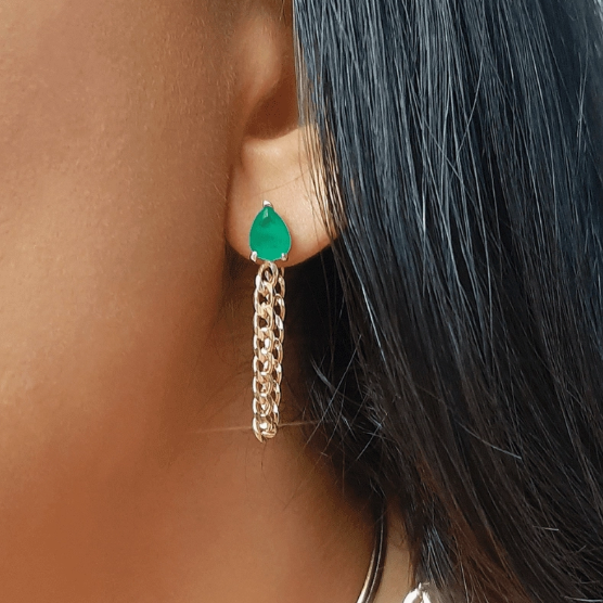 Emerald Chain Earrings