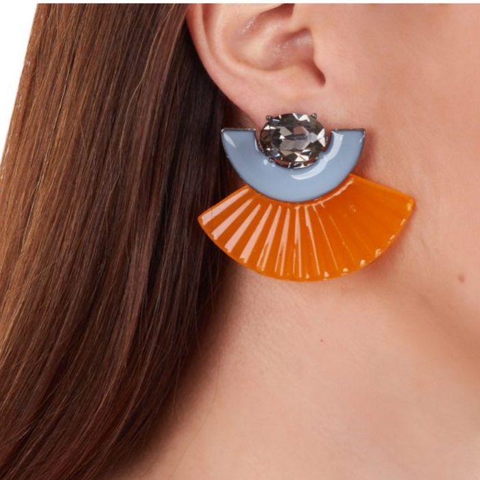 Fan Oval Stone Earring