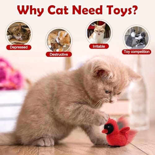 Flapping Bird Cat Toy with Lifelike Bird Chirp Cat Toys Pet Clever